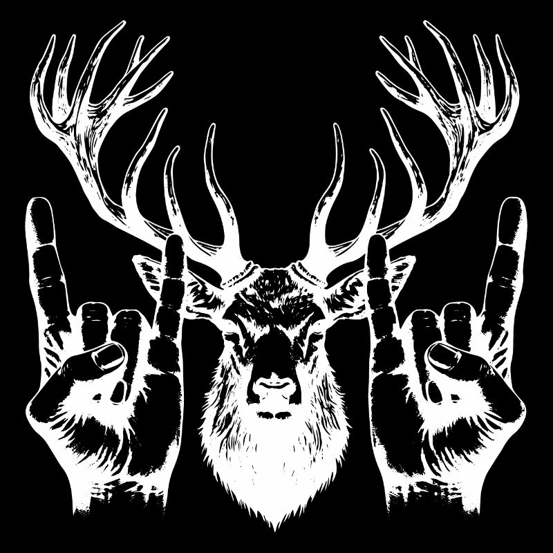 hirsch jäger metal head gabel zeichen cool