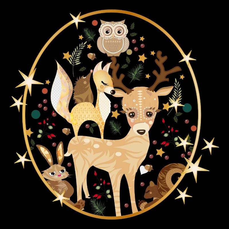 de beaux animaux de la forêt fêtent Noël ensemble
