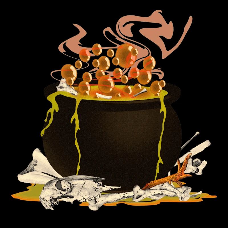 chaudron magique, imprimés effrayants, conception de sorcière