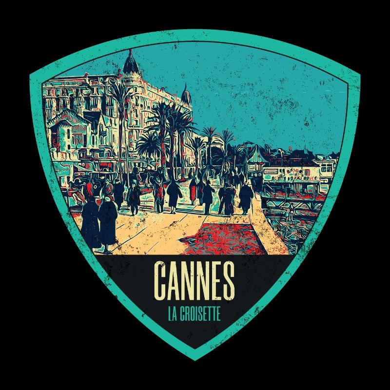 Illustration originale rétro La Croisette à Cannes