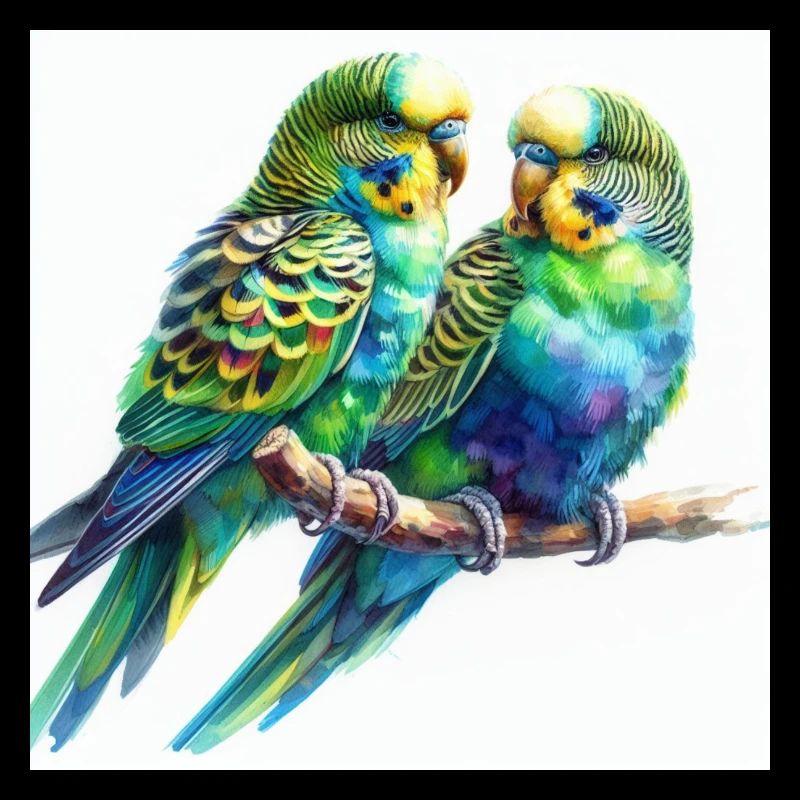 Perruches aquarelle