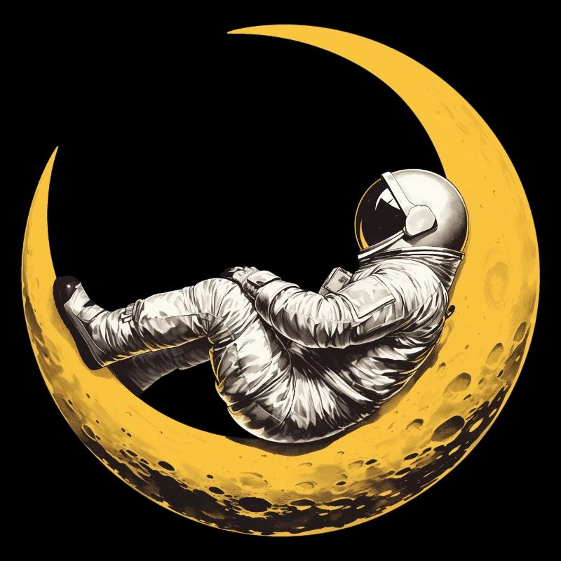 Ein Astronaut auf einer Mondsichel