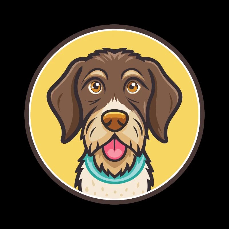 German Wirehaired Pointer Dog Breed Cartoon Kawaii