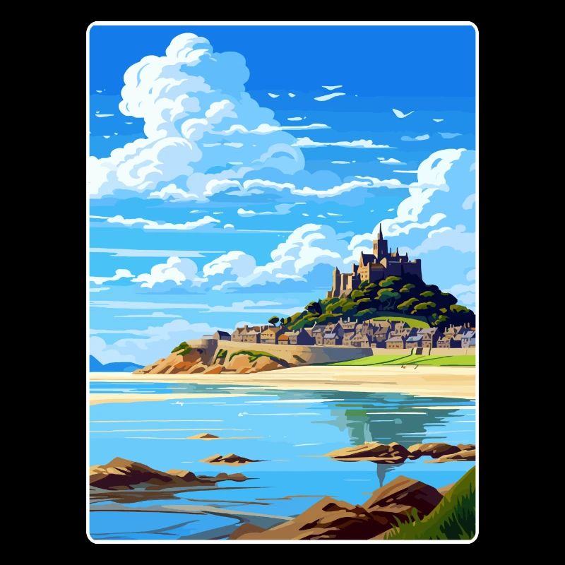 Marazion Cornouailles Angleterre Affiche de voyage souvenir