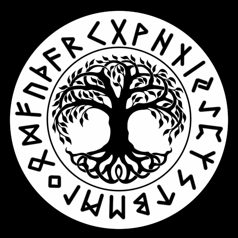 Yggdrasil white rune circle