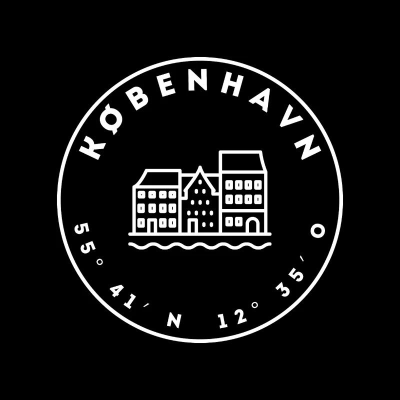 Copenhague avec ses maisons et ses coordonnées