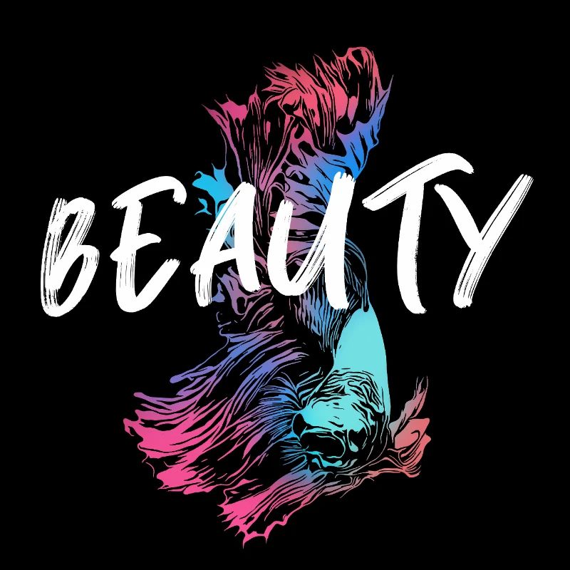 Illustration de betta fish Colorée avec Mot Beauté