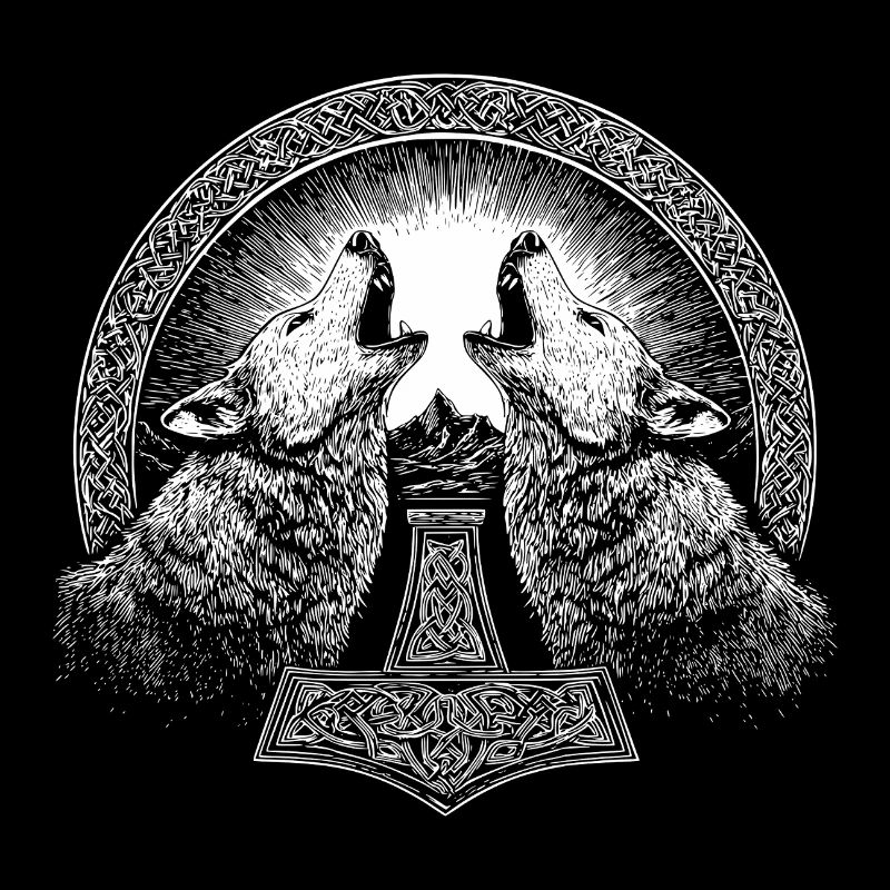 Nordisch Wolf Thor Hammer Wikinger