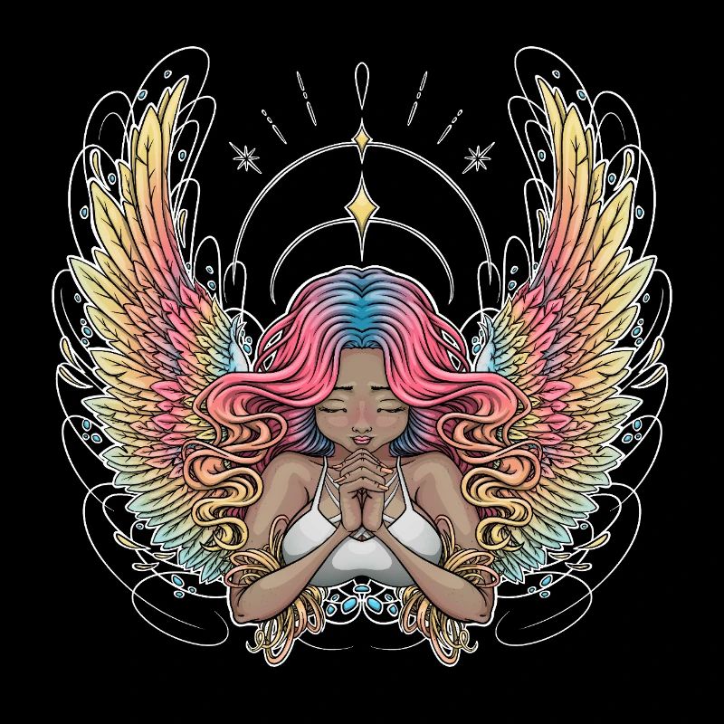 Serene Winged Dreamer Illustration