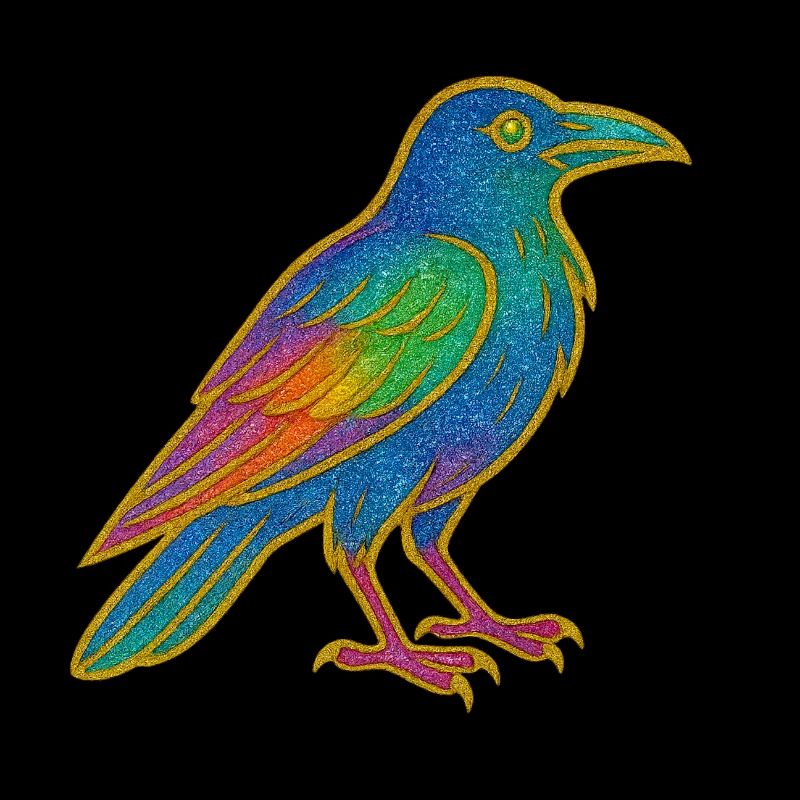 Rabe | Krähe | Regenbogen Vogel Glitzer Patch