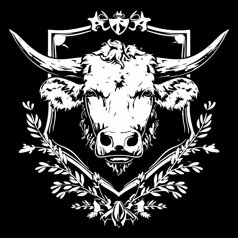 Vache dans un cadre de laurier