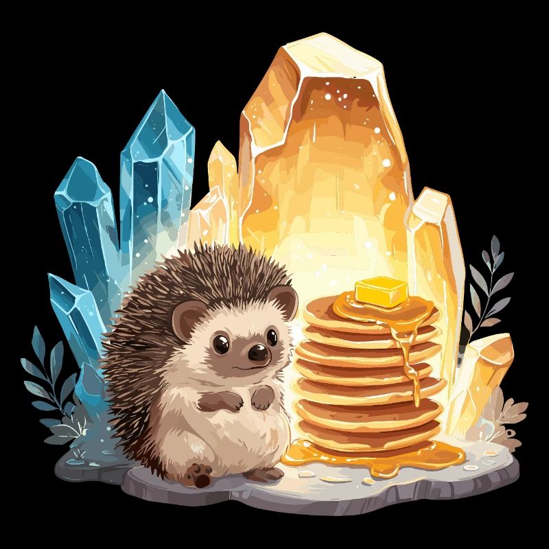 Hedgehog with pancakes in crystal cave