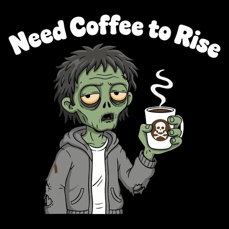 Coffee Zombie Motif Pullover Hoodie
