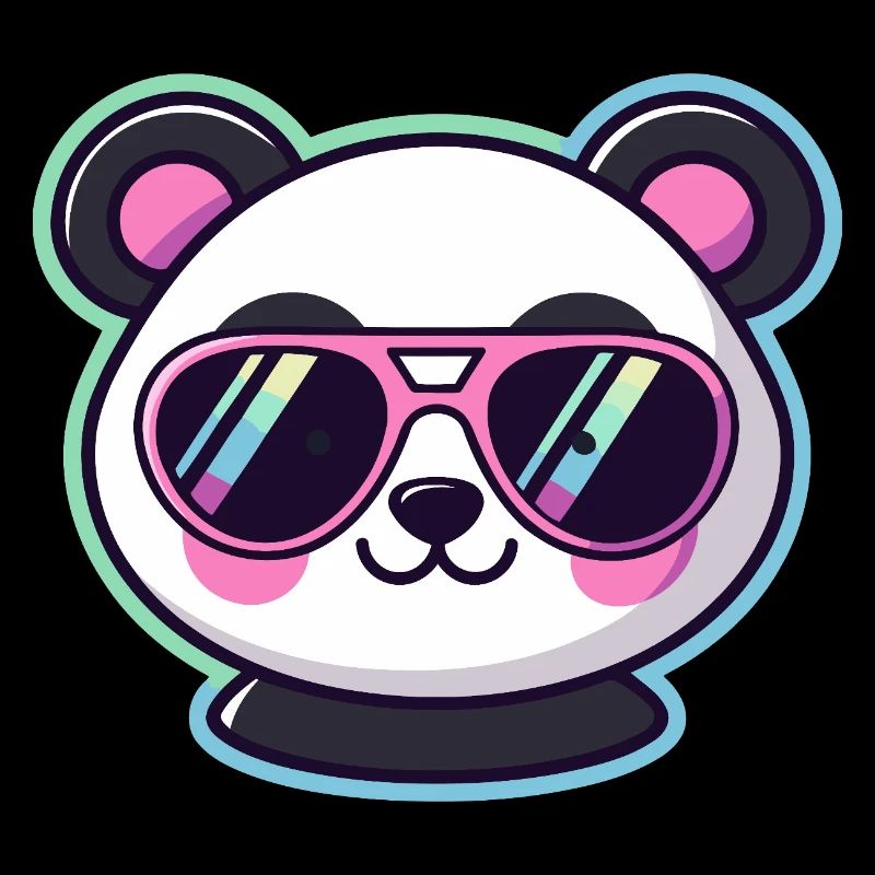 Panda pop rétro lunettes rose