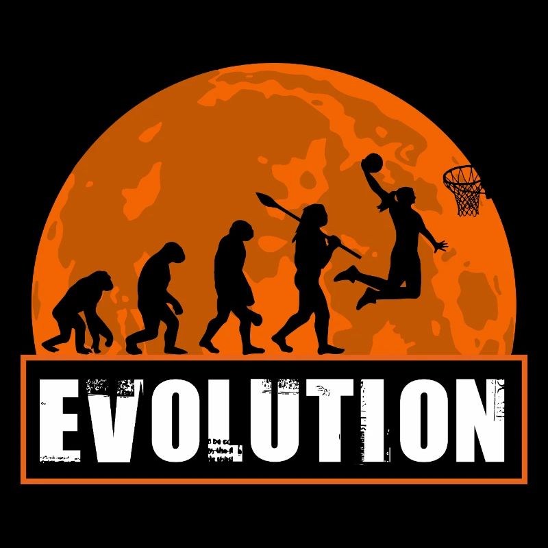 Basketball Evolution Player Dunking Silhouette