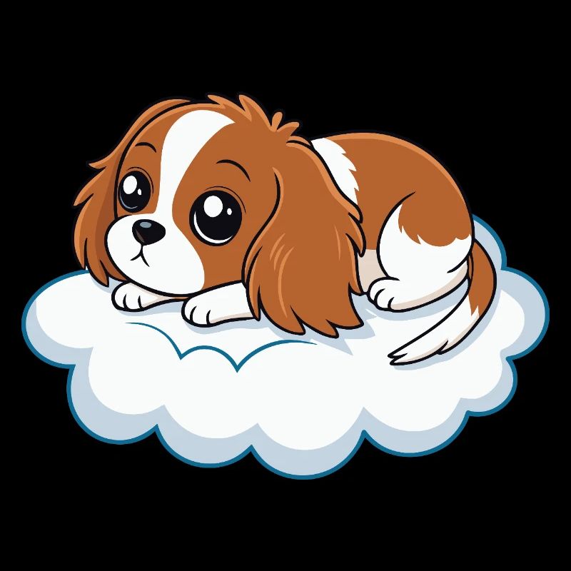 Chiot cavalier rêveur sur un nuage