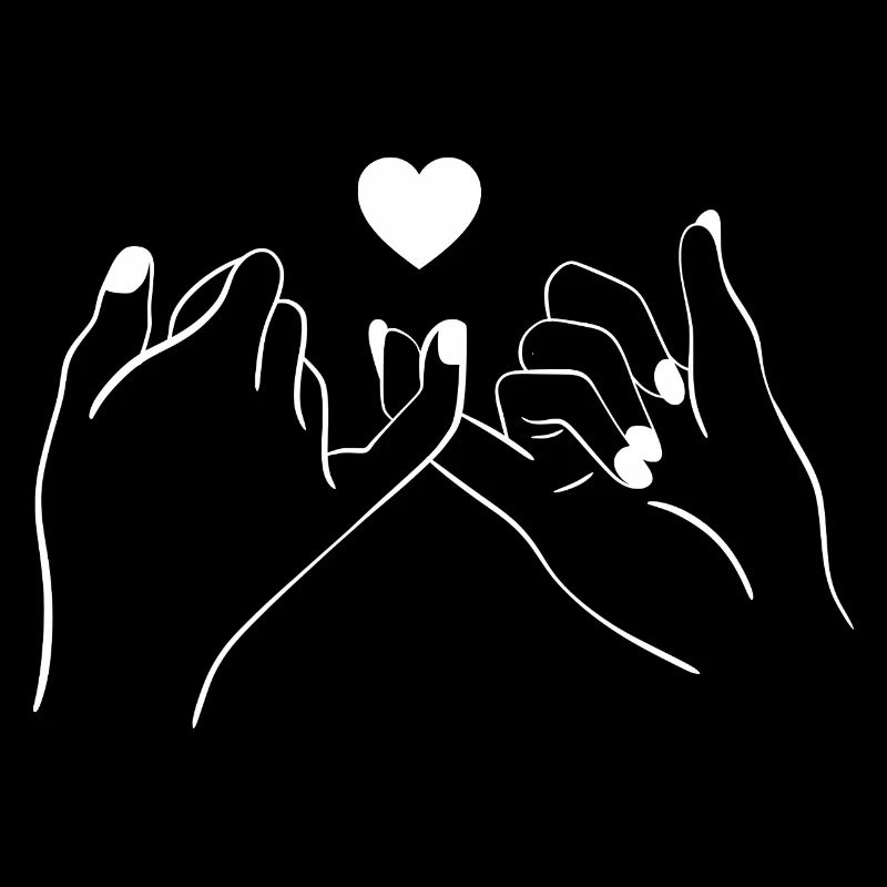 Holding hands heart in line style