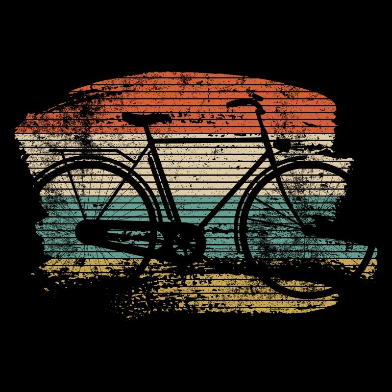 Silhouette de vélo rétro sur rayures coucher de soleil