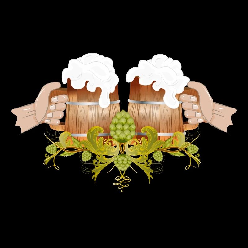 zwei gefüllte Bierkrüge Zum Anstoßen Prost