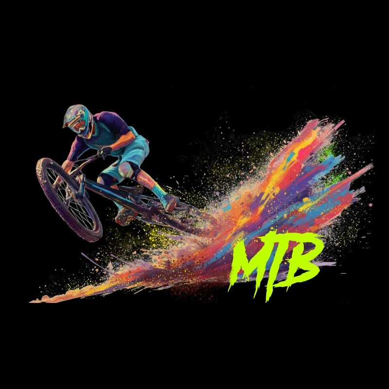 MTB-Radfahrer auf einem Farbabenteuer
