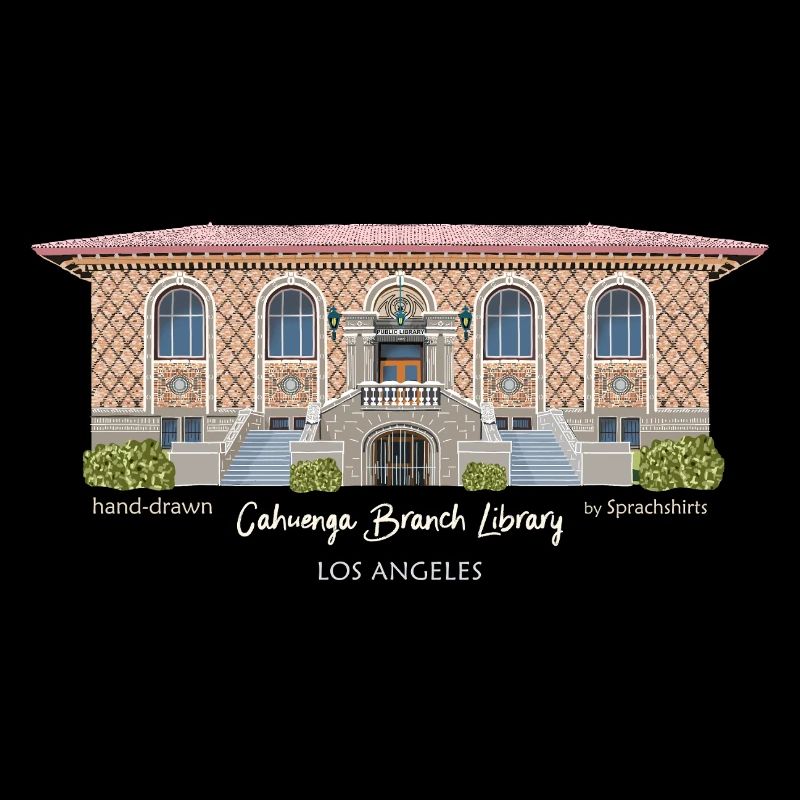 Los Angeles, Hand Drawing Cahuenga Library,