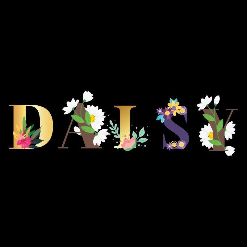 Art du nom DAISY avec des fleurs brodées