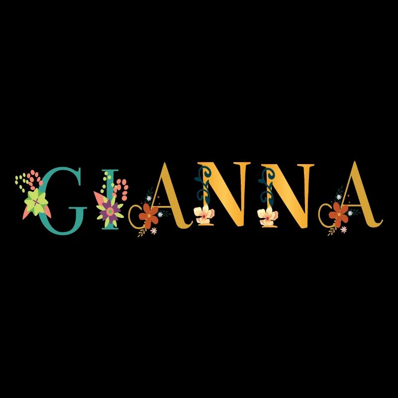 GIANNA Prénom Art avec fleurs brodées