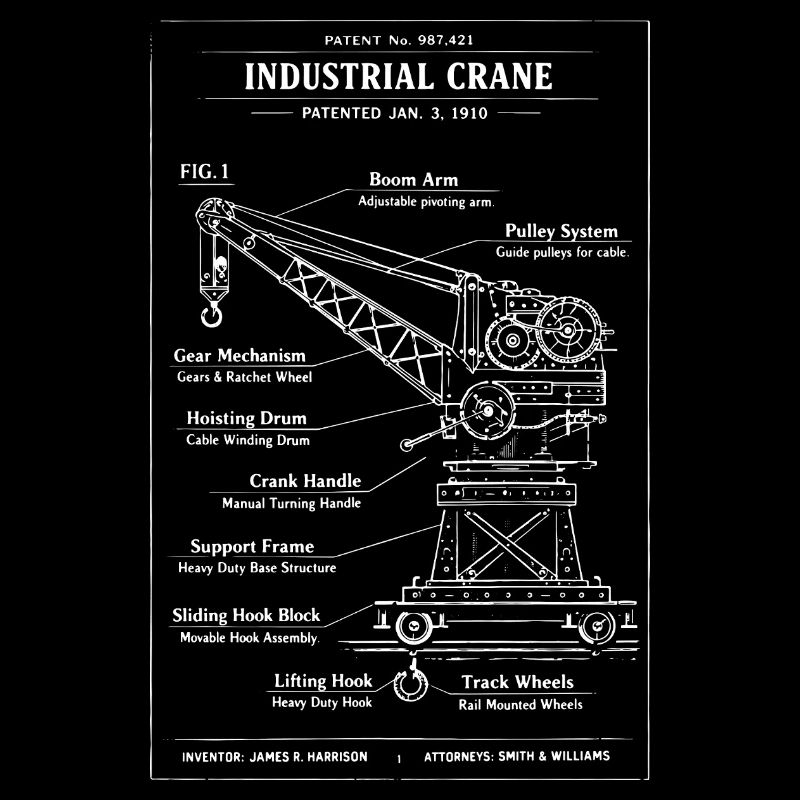 Conception des plans pour une grue industrielle
