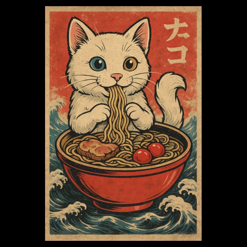 Cat Frames Ukiyo-E Retro