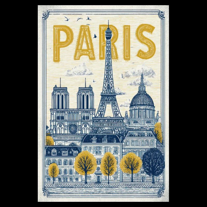Affiche vintage Paris Skyline