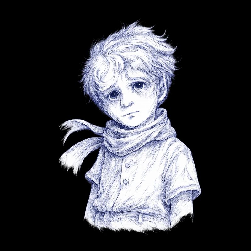 Blauer Bleistiftjunge mit Schal