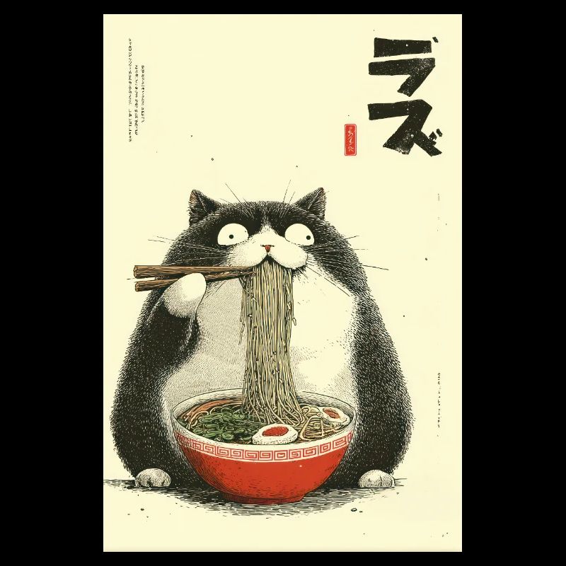 Nudelnde Katzen-Ramen