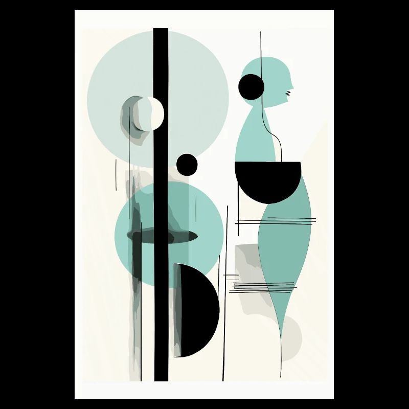 Abstract Geometry in Teal Black