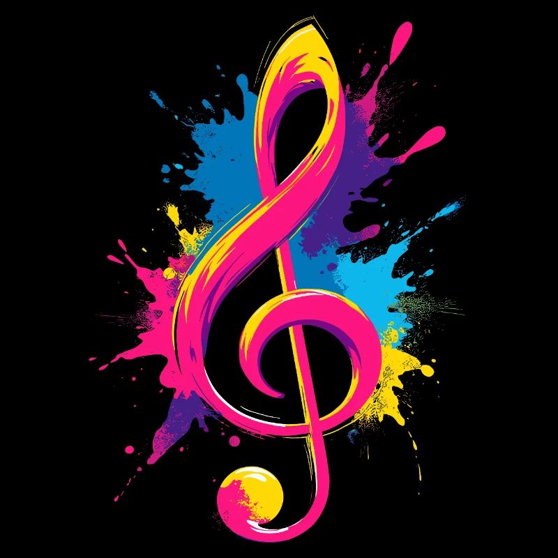 Colorful clef with paint splashes