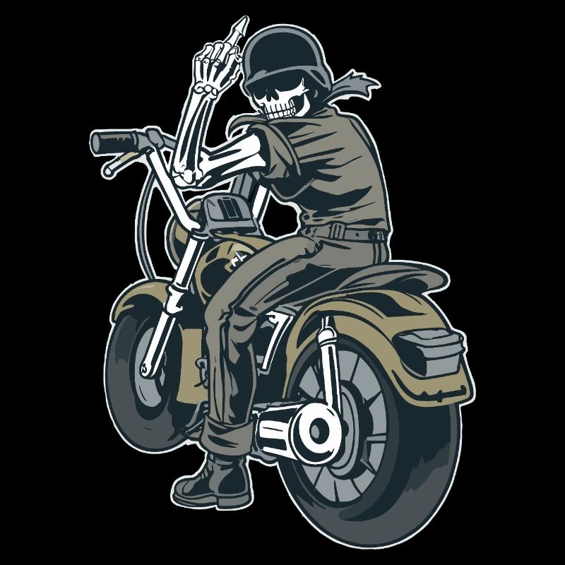 Motorcycle Biker Fuck you Provocation Skeleton
