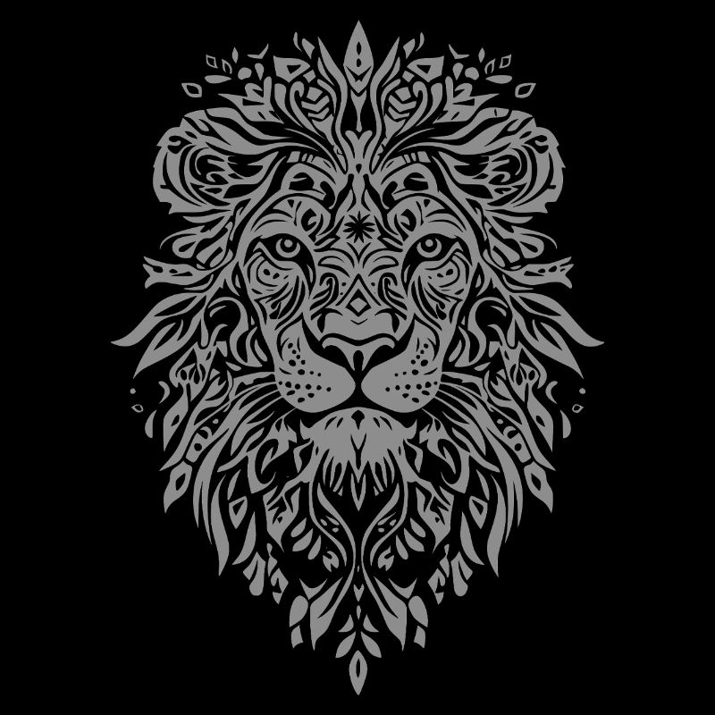 Elegant lion head in leaf motif