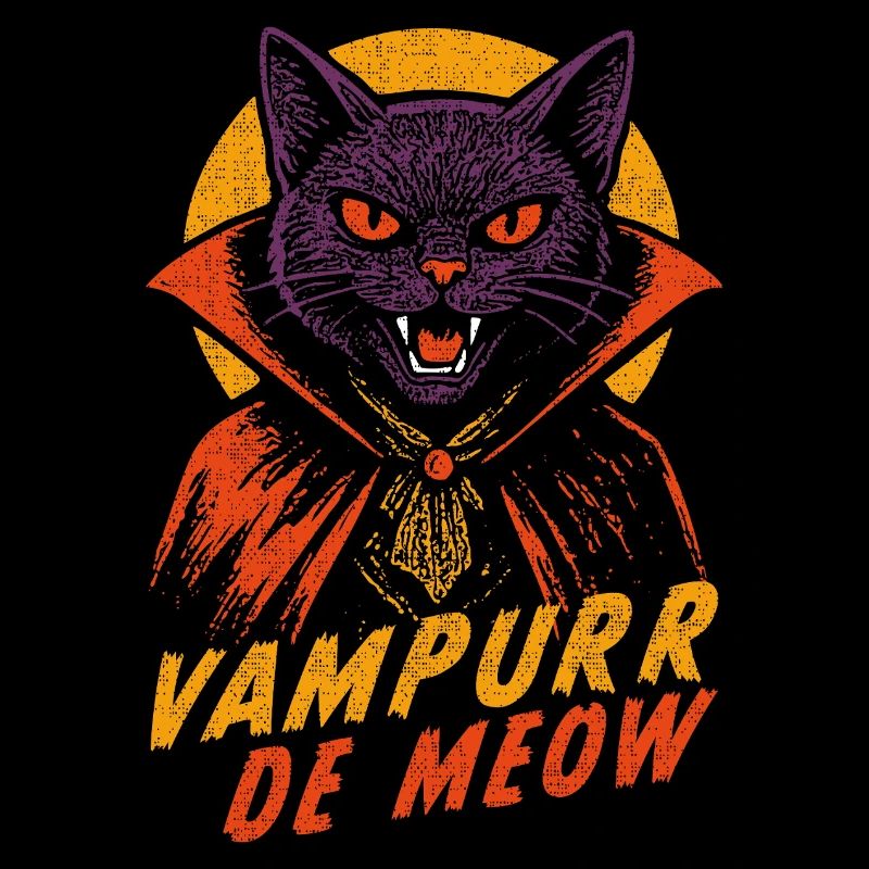 Vampurr De Meow Retro Comic Vampire Cat