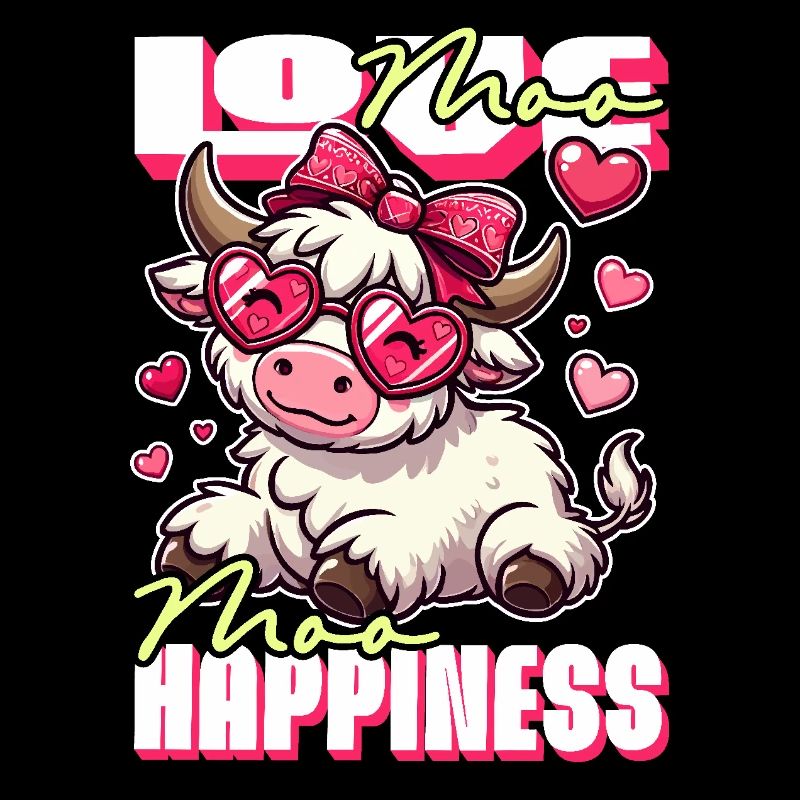 Moo Love, Moo Happiness - Conception de vache mignonne