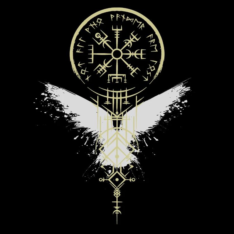 Vikings - Vegvísir - Raven - Compass - Runes