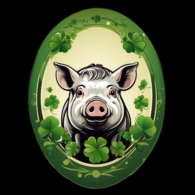 Cochon chanceux avec trèfles