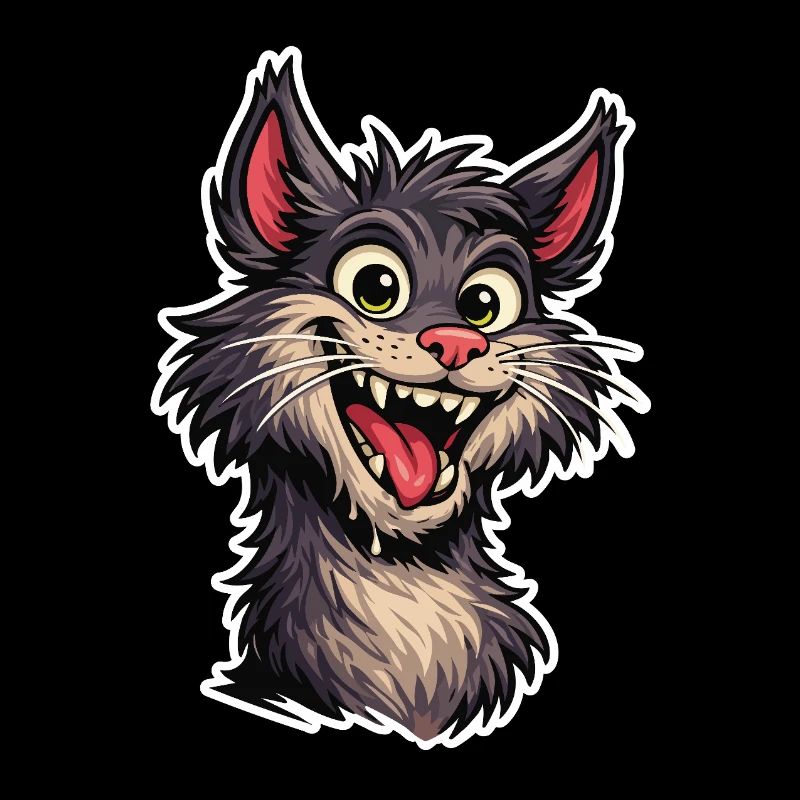 Image joyeuse d’un chat de dessin animé souriant