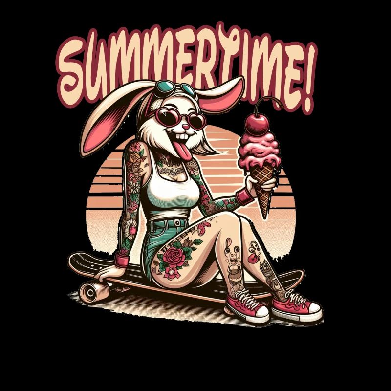 Summertime Bunny Tattoo Sneaker Ice Summer Beach
