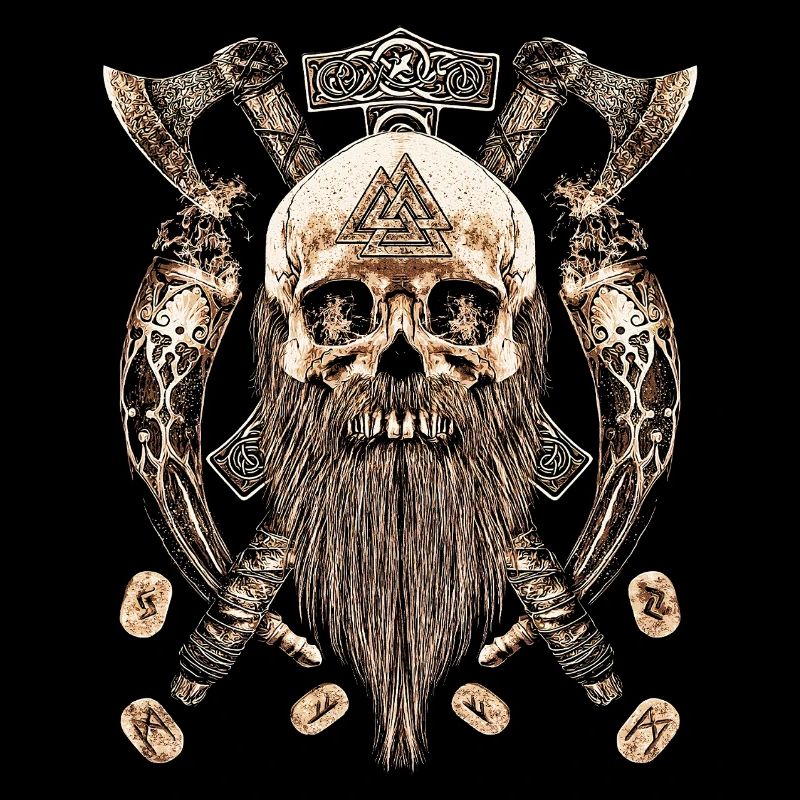 Valhalla Sigillo Teschio Vichingo Scheletro Gotico