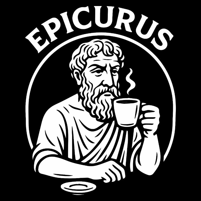 Epicurus Coffee Cup Philosophy Tee