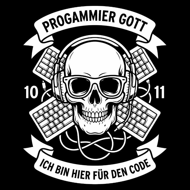 Code Schädel mit Kopfhörern