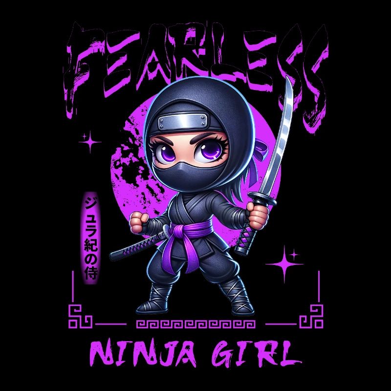Ninja Mädchen Chibi mit Katana