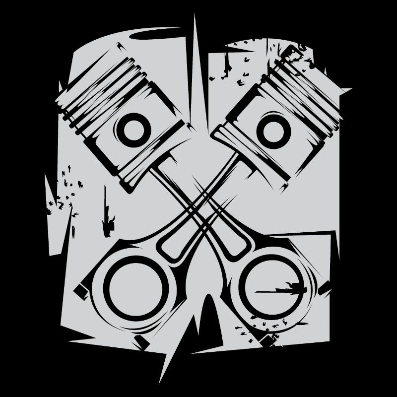 v8 Piston Engine Icon Art Illustration Logo