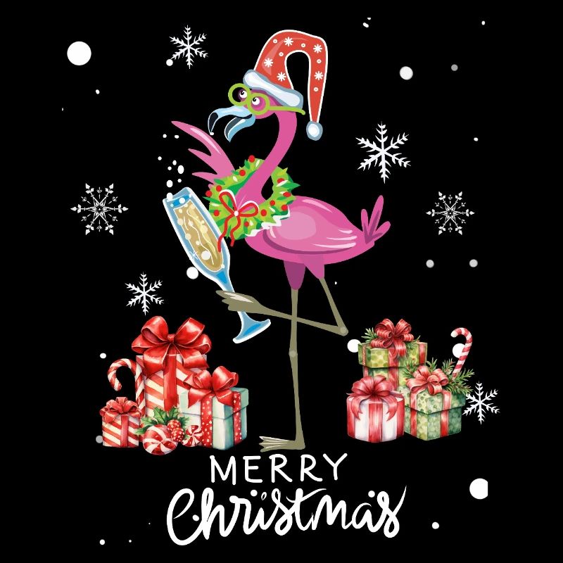 Flamingo à Noël. Cadeau de Noël