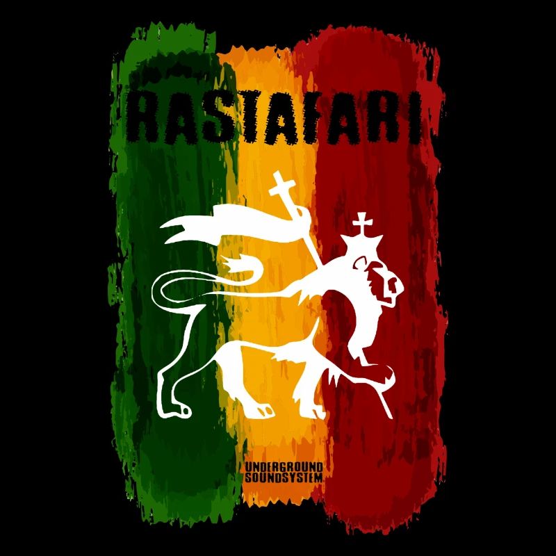 Rastafari Löwe auf Regenbogenstreifen