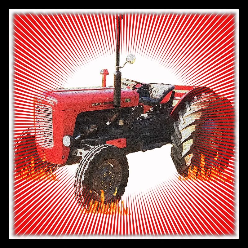 Red Tractor with Radiant Pattern